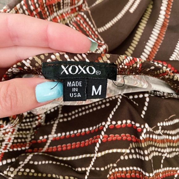 XOXO Size Medium Strapless Stretchy Tube Top 70s Style Pattern Print Sleeveless - Picture 5 of 7